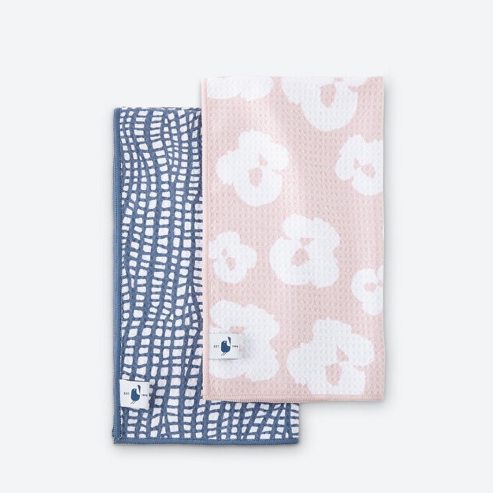 COPY - Norwex Waffle Weave Tea Towels LE water tile/floral NEW Set of 2
